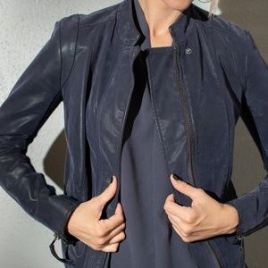 Free People Navy,  Vegan Moto Jacket